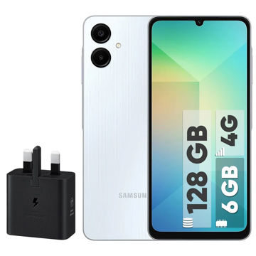 تصویر  گوشی موبایل سامسونگ مدل Galaxy A06 دو سیم کارت ظرفیت 128 گیگابایت و رم 6 گیگابایت - به همراه شارژر 25 وات سامسونگ