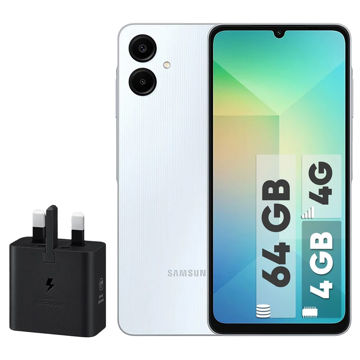 تصویر  گوشی موبایل سامسونگ مدل Galaxy A06 دو سیم کارت ظرفیت 64 گیگابایت و رم 4 گیگابایت - به همراه شارژر 25 وات سامسونگ