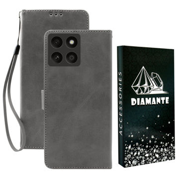 تصویر  کلاسوری دیامانته مدل Grigio bk مناسب برای گوشی موبایل آنر X6B به همراه بند آویز