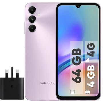 تصویر  گوشی موبایل سامسونگ مدل Galaxy A05s دو سیم کارت ظرفیت 64 گیگابایت و رم 4 گیگابایت به همراه شارژر سامسونگ