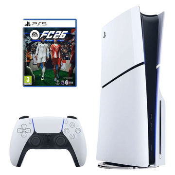 تصویر  کنسول بازی سونی مدل PlayStation 5 Slim ریجن اروپا سری 2016A نسخه دیسک‌خور ظرفیت یک ترابایت به همراه بازی EA SPORTS FC 26