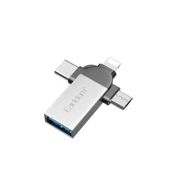 تصویر  مبدل USB OTG به microUSB / لایتنینگ / USB-C ارلدام مدل ET-OT93