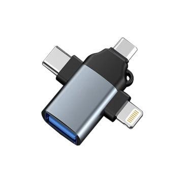 تصویر  مبدل USB به USB-C/ MICROUSB/ لایتنینگ مدل OTG-Three
