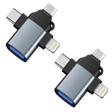 تصویر  مبدل USB به USB-C/ MICROUSB/ لایتنینگ مدل OTG-Three بسته دو عددی