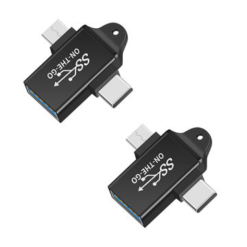 تصویر  مبدل OTG به USB-C /microUSB مدل On The Go بسته دو عددی